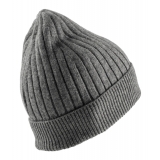 Avvenice - Precious Cashmere Ribbed Cap - Grey - Handmade in Italy - Exclusive Luxury Collection