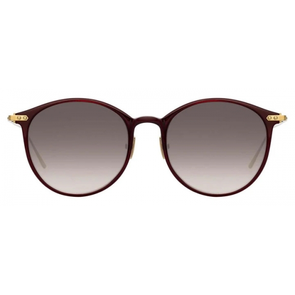 Linda Farrow - Linear Gray C11 Oval Sunglasses in Burgundy - LF02C11SUN - Linda Farrow Eyewear