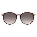 Linda Farrow - Linear Gray C11 Oval Sunglasses in Burgundy - LF02C11SUN - Linda Farrow Eyewear