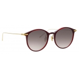 Linda Farrow - Linear Gray C11 Oval Sunglasses in Burgundy - LF02C11SUN - Linda Farrow Eyewear