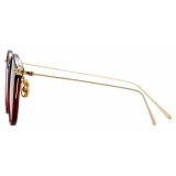 Linda Farrow - Linear Gray C11 Oval Sunglasses in Burgundy - LF02C11SUN - Linda Farrow Eyewear