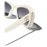 Chanel - Occhiali da Sole Cat-Eye - Bianco Grigio Sfumate - Chanel Eyewear