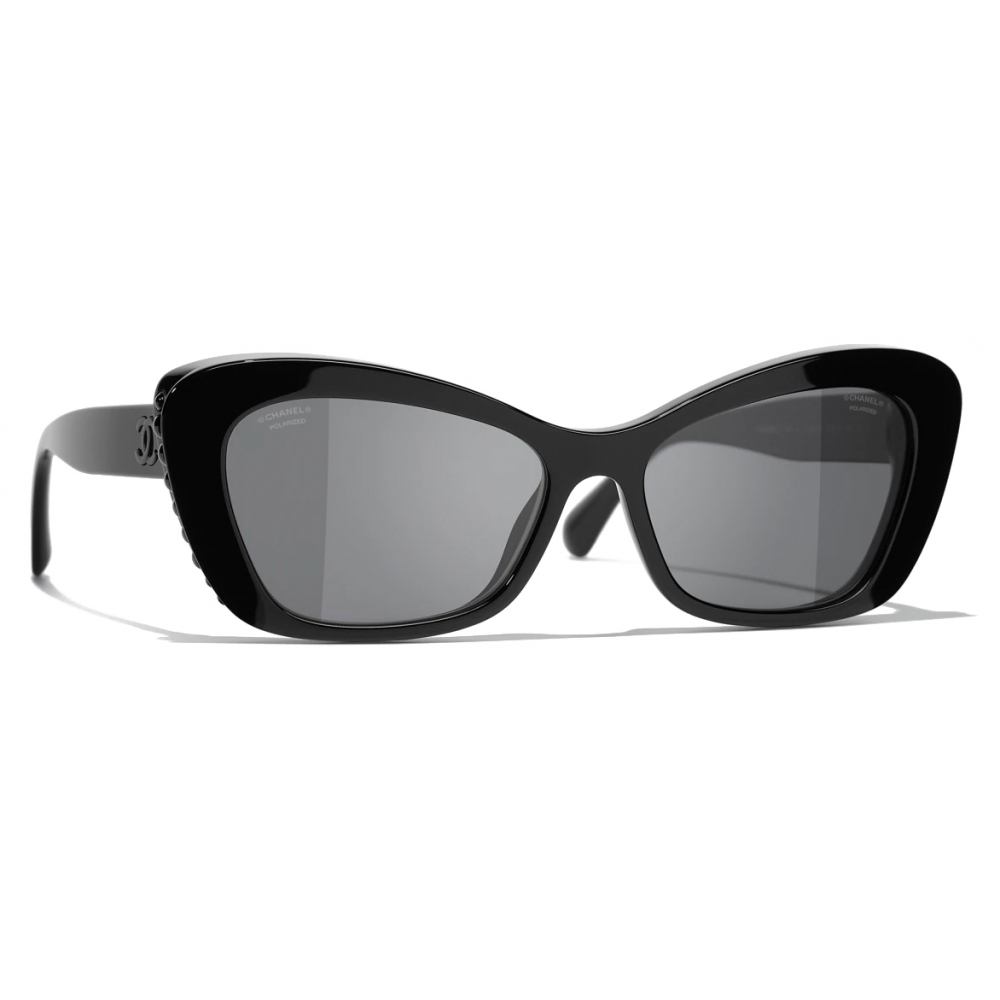 Chanel - Cat-Eye Sunglasses - Black Gray Polarized - Chanel