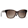Chanel - Occhiali da Sole Quadrati - Tartaruga Scuro Marrone Polarizzate - Chanel Eyewear