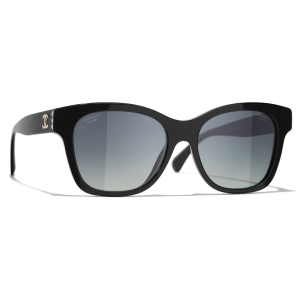 Chanel - Square Sunglasses - Black Gold Gray Polarized - Chanel Eyewear