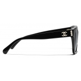 Chanel - Occhiali da Sole Quadrati - Nero Oro Grigio Polarizzate - Chanel Eyewear