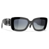 Chanel - Occhiali da Sole Rettangolare - Nero Grigio Polarizzate - Chanel Eyewear