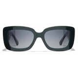 Chanel - Rectangular Sunglasses - Dark Green Gray Gradient - Chanel Eyewear