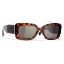 Chanel - Rectangular Sunglasses - Dark Tortoise Brown Polarized - Chanel Eyewear