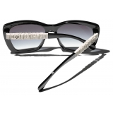 Chanel - Occhiali da Sole a Farfalla - Bianco Nero Grigio Sfumate - Chanel Eyewear