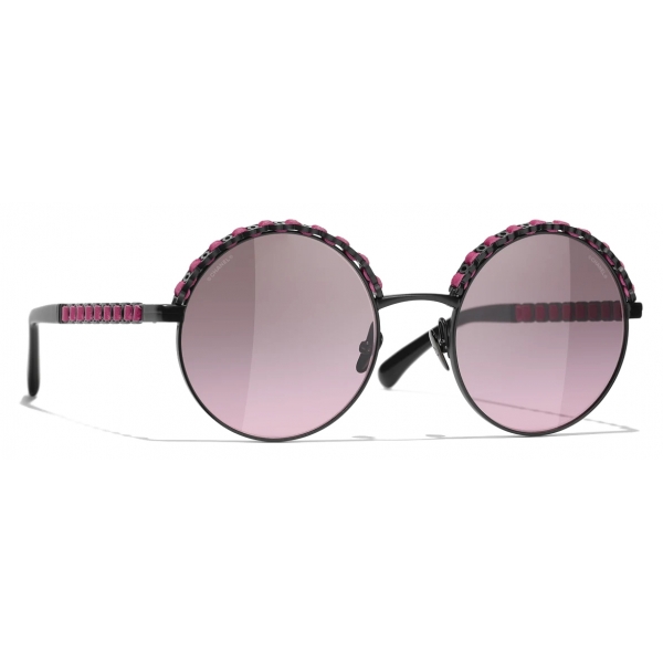 Chanel - Round Sunglasses - Black Pink - Chanel Eyewear