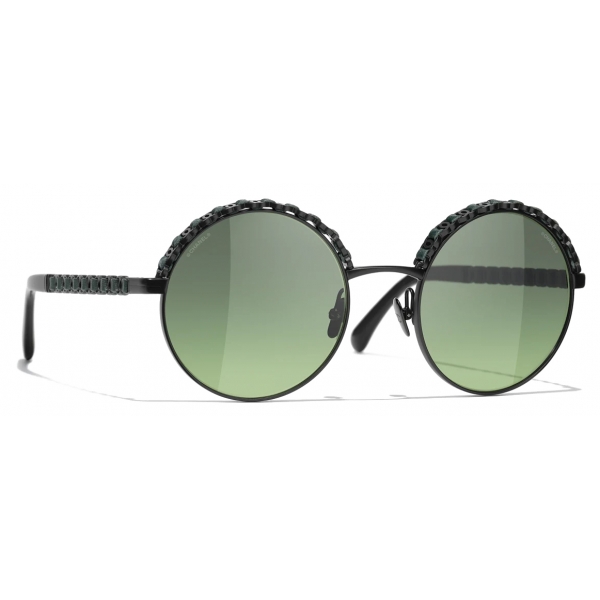 Chanel - Round Sunglasses - Black Green - Chanel Eyewear