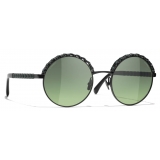 Chanel - Occhiali da Sole Rotondi - Nero Verde - Chanel Eyewear