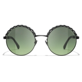 Chanel - Occhiali da Sole Rotondi - Nero Verde - Chanel Eyewear