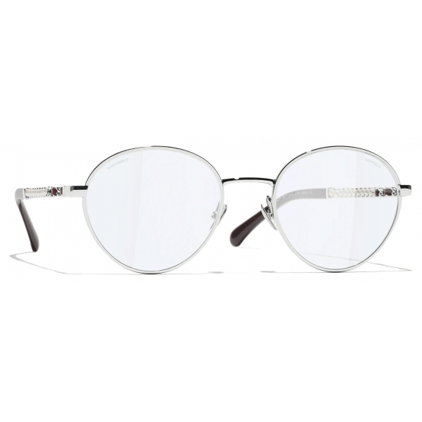 Chanel - Round Sunglasses - Silver Red Blue Light Filtering - Chanel Eyewear