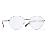 Chanel - Round Sunglasses - Silver Red Blue Light Filtering - Chanel Eyewear