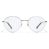 Chanel - Round Sunglasses - Silver Red Blue Light Filtering - Chanel Eyewear