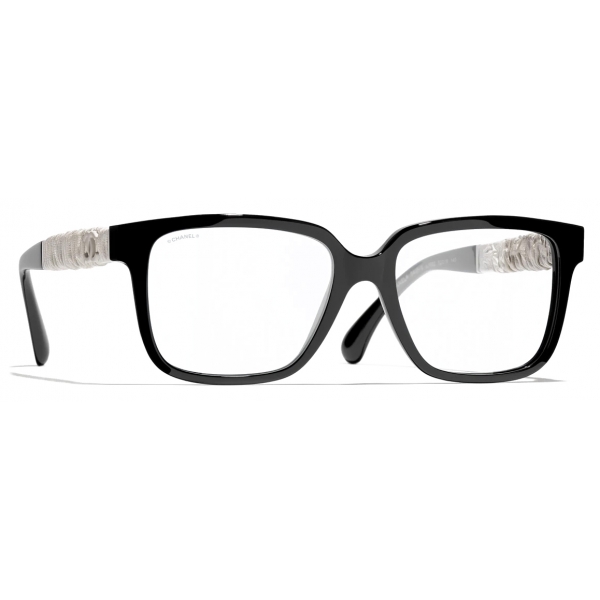 Chanel - Occhiali da Sole Quadrati - Nero Bianco Filtro per la Luce Blu - Chanel Eyewear
