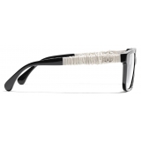 Chanel - Occhiali da Sole Quadrati - Nero Bianco Filtro per la Luce Blu - Chanel Eyewear