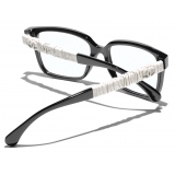 Chanel - Square Sunglasses - Black White Blue Light Filtering - Chanel Eyewear