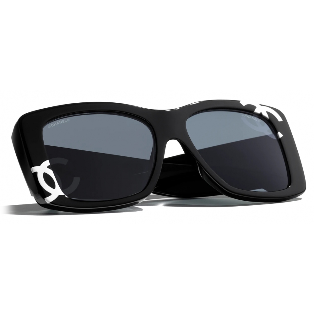 Chanel - Square Sunglasses - Black White Gray - Chanel Eyewear 