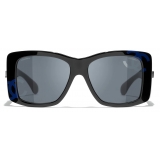 Chanel - Occhiali da Sole Quadrati - Nero Blu Grigio - Chanel Eyewear