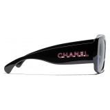 Chanel - Occhiali da Sole Quadrati - Nero Blu Grigio - Chanel Eyewear