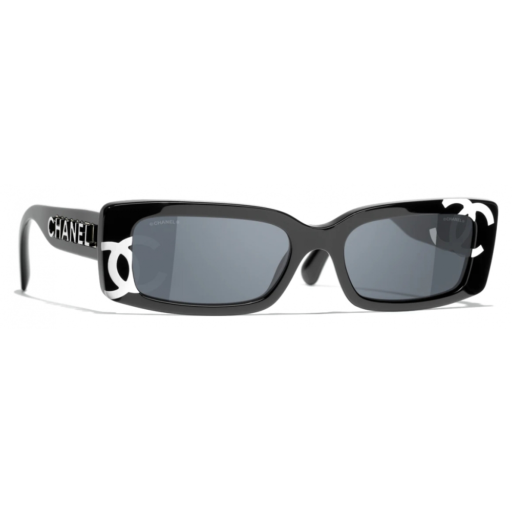 Chanel - Rectangular Sunglasses - Black White Gray - Chanel Eyewear -  Avvenice