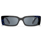 Chanel - Occhiali da Sole Rettangolare - Nero Blu Grigio - Chanel Eyewear