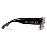 Chanel - Occhiali da Sole Rettangolare - Nero Blu Grigio - Chanel Eyewear