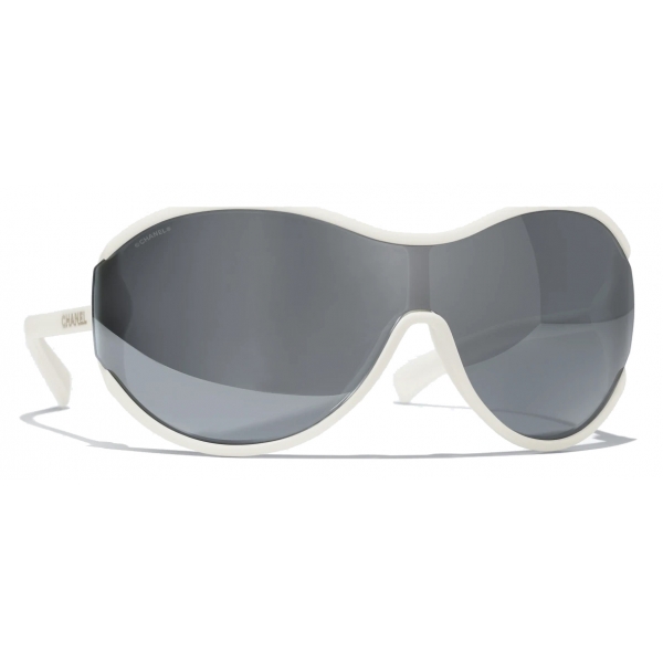 Chanel - Shield Sunglasses - White Black Mirror - Chanel Eyewear