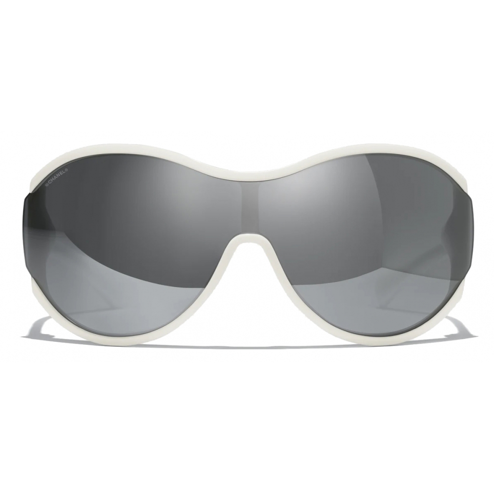 Chanel - Shield Sunglasses - White Black Mirror - Chanel Eyewear - Avvenice