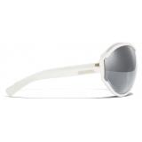 Chanel - Occhiali da Sole a Maschera - Bianco Nero Specchiate - Chanel Eyewear