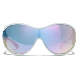 Chanel - Occhiali da Sole a Maschera - Azzurro Blu Specchiate - Chanel Eyewear