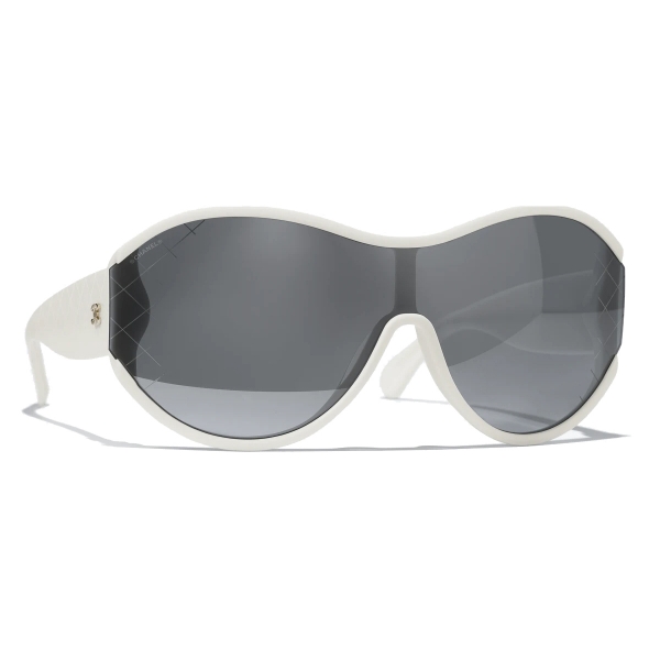 Chanel - Shield Sunglasses - White Black Mirror - Chanel Eyewear