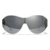 Chanel - Occhiali da Sole a Maschera - Bianco Nero Specchiate - Chanel Eyewear