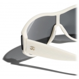 Chanel - Occhiali da Sole a Maschera - Bianco Nero Specchiate - Chanel Eyewear