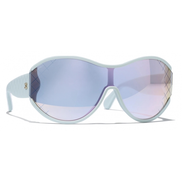 Chanel - Occhiali da Sole a Maschera - Azzurro Blu Specchiate - Chanel Eyewear