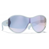 Chanel - Occhiali da Sole a Maschera - Azzurro Blu Specchiate - Chanel Eyewear