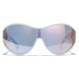 Chanel - Occhiali da Sole a Maschera - Azzurro Blu Specchiate - Chanel Eyewear