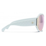 Chanel - Occhiali da Sole a Maschera - Azzurro Blu Specchiate - Chanel Eyewear