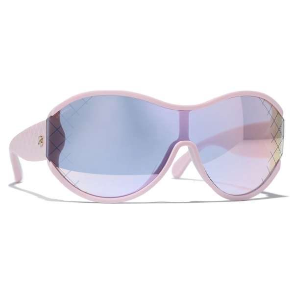 Chanel - Occhiali da Sole a Maschera - Rosa Blu Specchiate - Chanel Eyewear