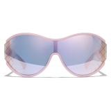 Chanel - Occhiali da Sole a Maschera - Rosa Blu Specchiate - Chanel Eyewear