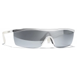 Chanel - Shield Sunglasses - White Silver Mirror - Chanel Eyewear