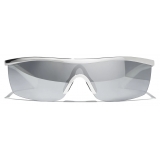 Chanel - Occhiali da Sole a Maschera - Bianco Argento Specchiate - Chanel Eyewear