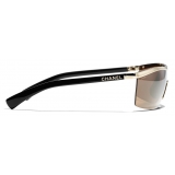 Chanel - Shield Sunglasses - Black Gold Brown Mirror - Chanel Eyewear