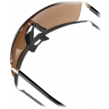 Chanel - Shield Sunglasses - Black Gold Brown Mirror - Chanel Eyewear