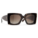 Chanel - Occhiali da Sole Quadrati - Tartaruga Scuro Marrone Polarizzate - Chanel Eyewear