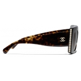 Chanel - Occhiali da Sole Quadrati - Tartaruga Scuro Marrone Polarizzate - Chanel Eyewear