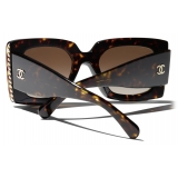 Chanel - Occhiali da Sole Quadrati - Tartaruga Scuro Marrone Polarizzate - Chanel Eyewear